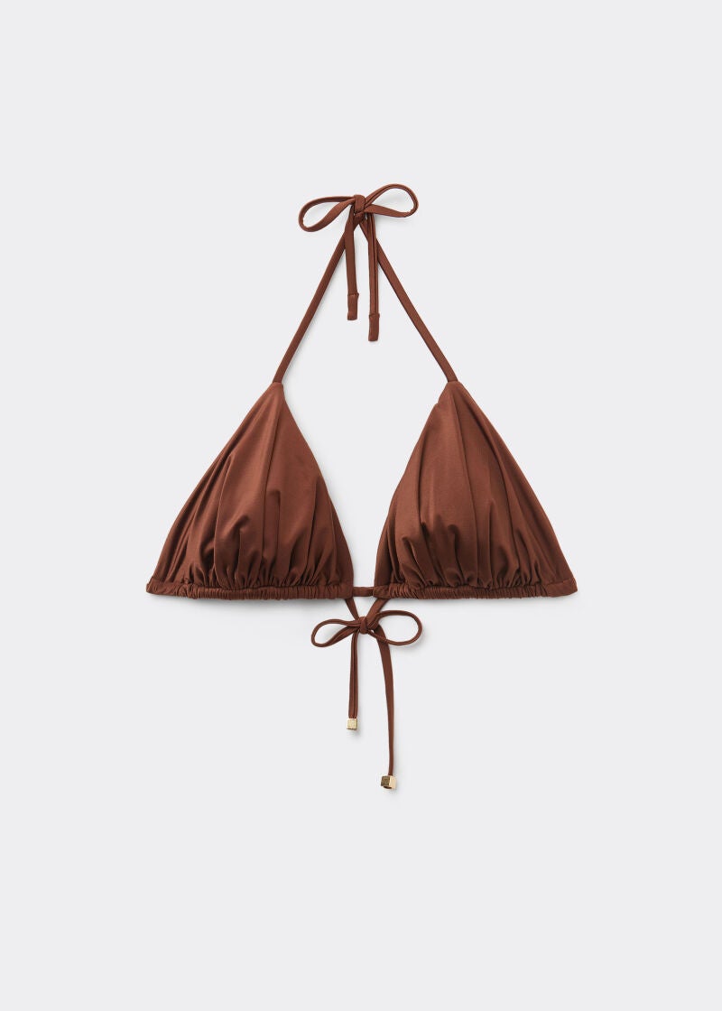 Triángulo relleno extraíble bikini shiny satin.