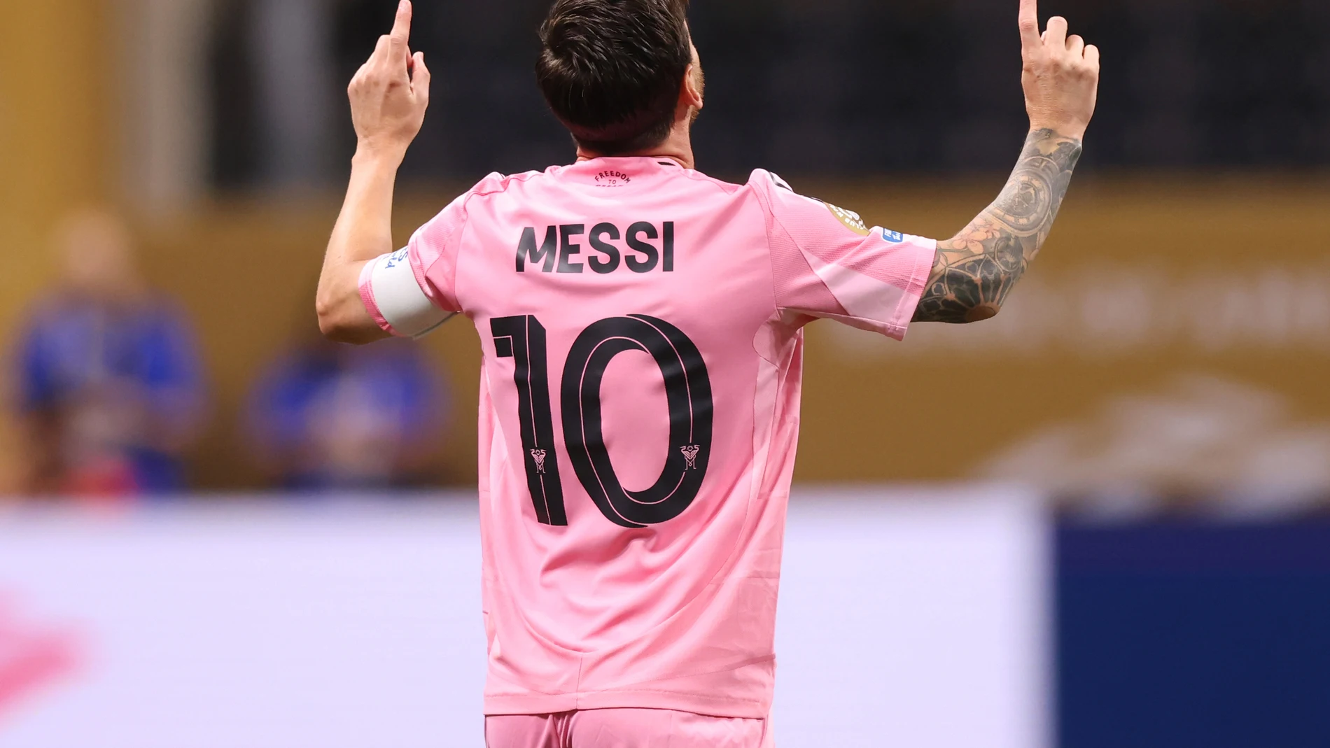 19 June 2025, US, New Jersey: Inter Miami's Lionel Messi celebrates scoring their side's second goal of the game during the FIFA Club World Cup Group A soccer match between Inter Miami CF and FC Porto at Mercedes Benz Stadium. Photo: David Klein/CSM via ZUMA Press Wire/dpa David Klein/CSM via ZUMA Press W / DPA 19/06/2025 ONLY FOR USE IN SPAIN