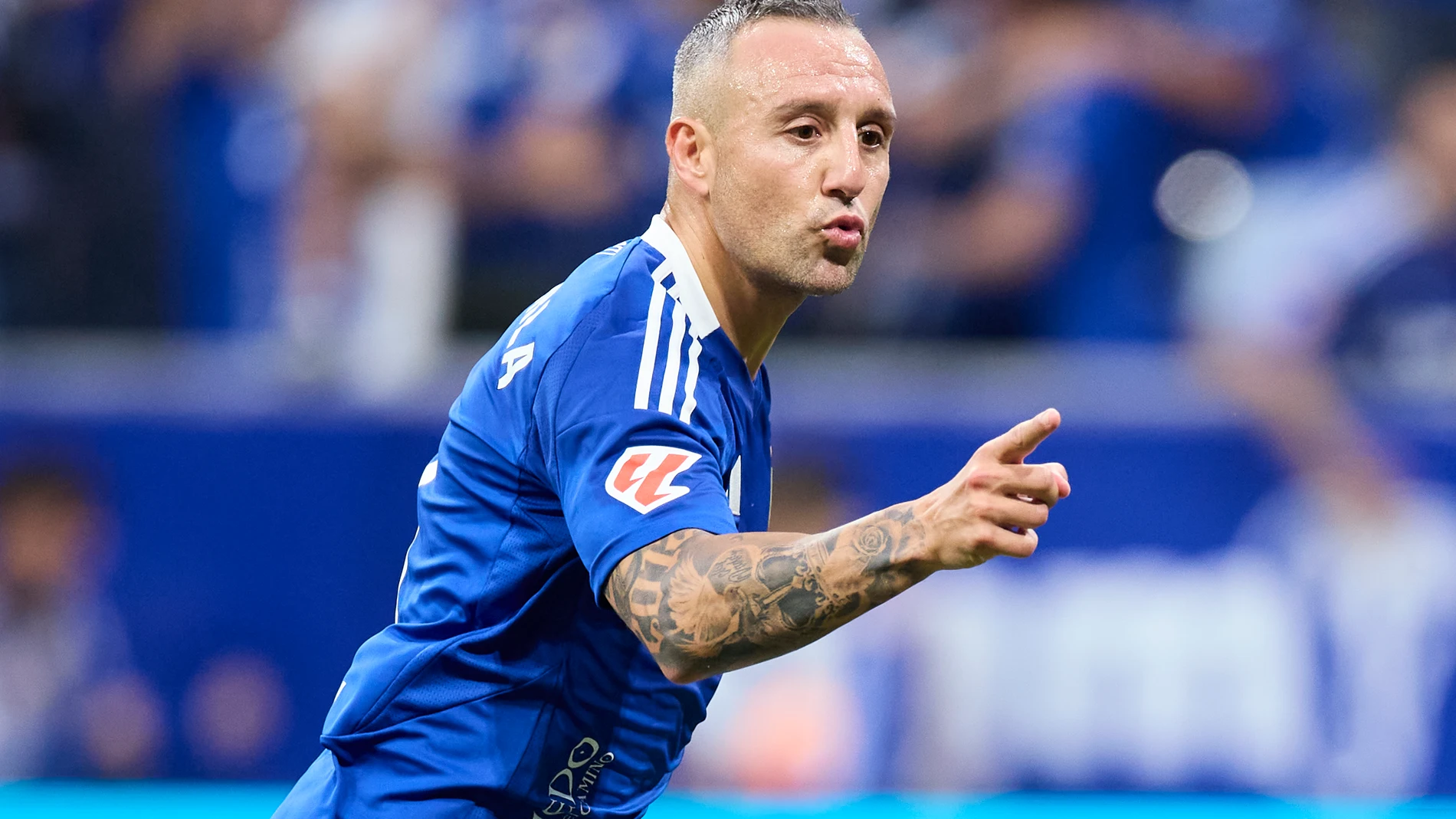 Santi Cazorla of Real Oviedo celebrates after scoring goal during the LaLiga Hypermotion Play Off Final 2nd Leg match match between Real Oviedo and CD Mirandes at Carlos Tartiere on June 21, 2025, in Oviedo, Spain. AFP7 21/06/2025 ONLY FOR USE IN SPAIN