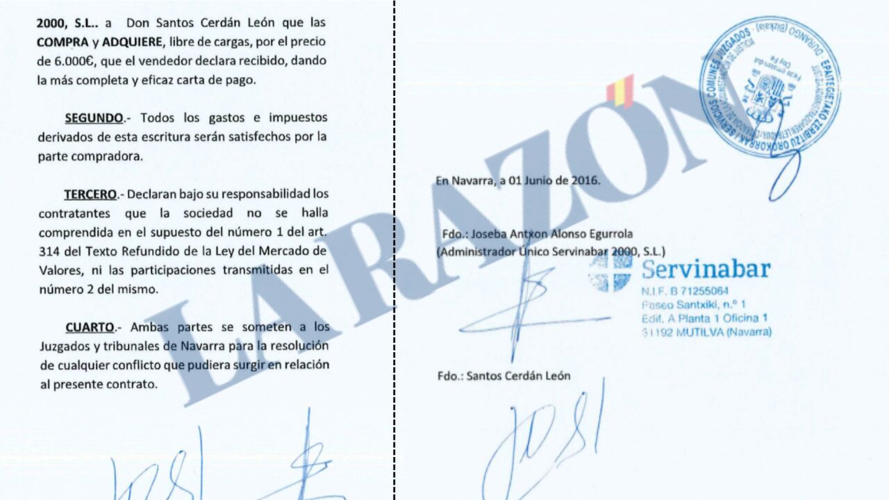 Este es el contrato que entrega la UCO de Santos Cerdán y que le ...