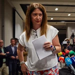 La exmilitante socialista Leire Díez comparece en el hotel donde convocó a la prensa