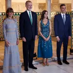 Begoña Gómez y Pedro Sánchez con los Reyes Felipe y Letizia en la cena de gala de la ONU