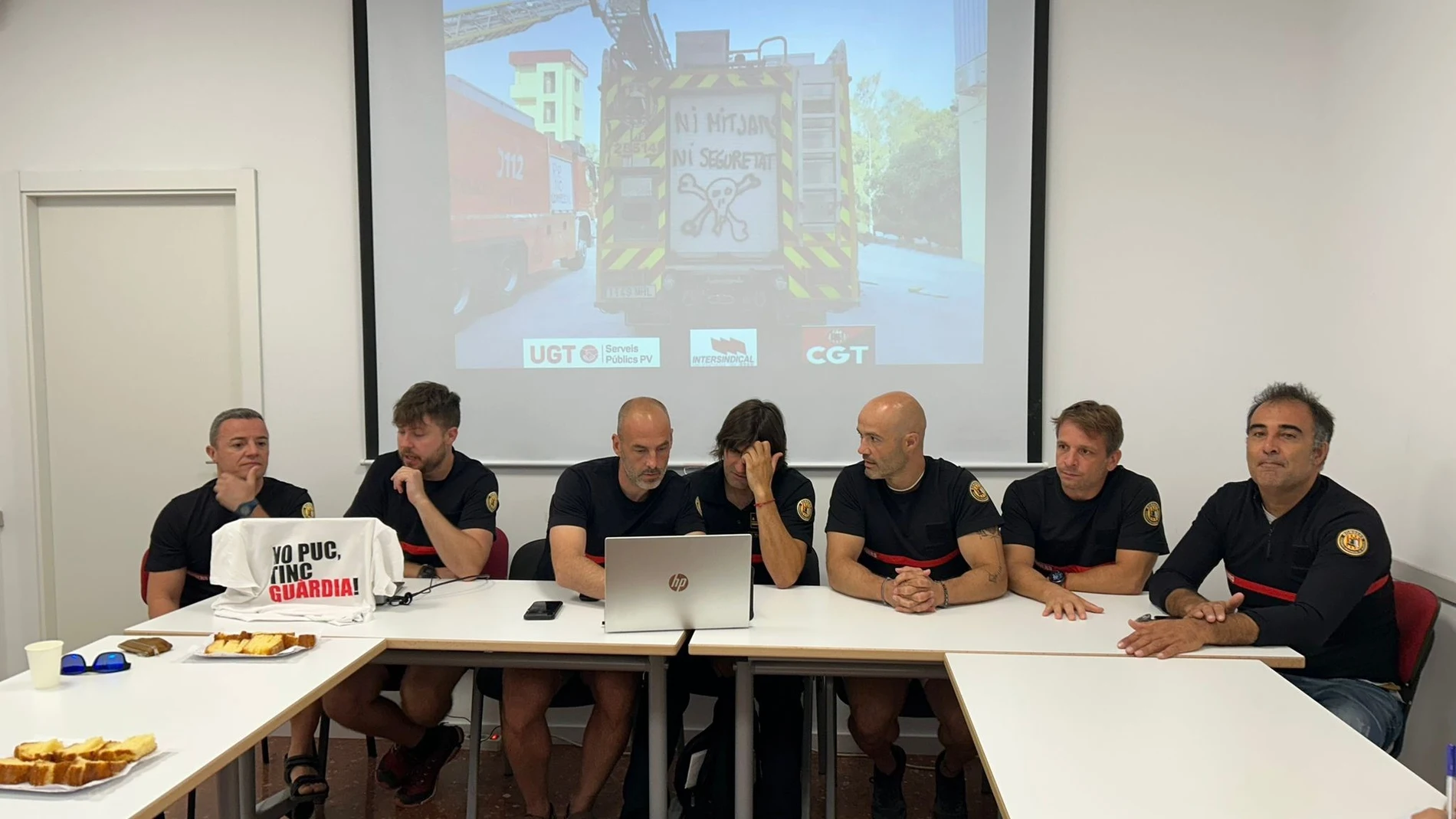 Imagen de la rueda de prensa de los bomberos del Consorcio REMITIDA / HANDOUT por UGT PV Fotografía remitida a medios de comunicación exclusivamente para ilustrar la noticia a la que hace referencia la imagen, y citando la procedencia de la imagen en la firma 08/07/2025