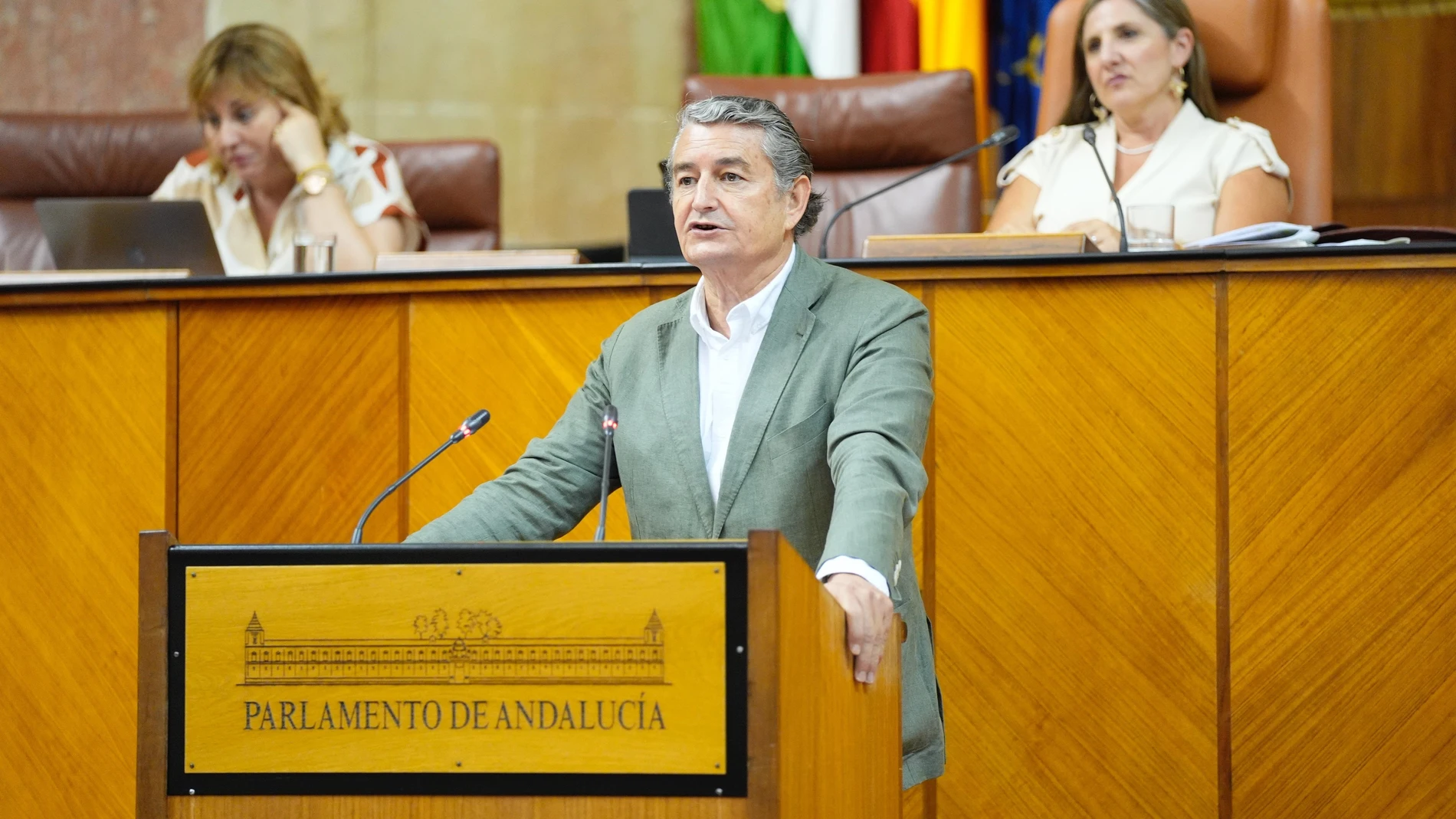 El consejero de la Presidencia, Interior, Diálogo Social y Simplificación Administrativa, Antonio Sanz, comparece en el Pleno del Parlamento andaluz. REMITIDA / HANDOUT por Junta de Andalucía Fotografía remitida a medios de comunicación exclusivamente para ilustrar la noticia a la que hace referencia la imagen, y citando la procedencia de la imagen en la firma 09/07/2025