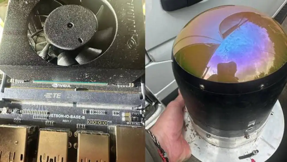 A la izquierda, el módulo Jetson Orin. A la derecha, el sistema de vigilancia del dron derribado.