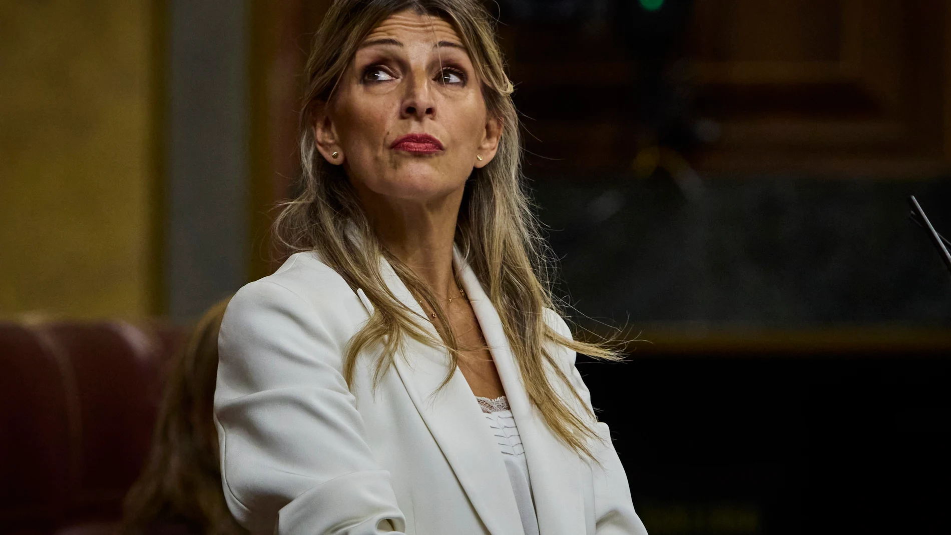 Yolanda Diaz (Sumar). Comparecencia, a petición propia, del Presidente del Gobierno Pedro Sánchez ante el Pleno del Congreso de los Diputados al objeto de informar sobre los presuntos casos de corrupción que afectan a su partido. Comparece además, Yolanda Díaz, María Jesús Montero Cuadrado, Felix Bolaños, por el PP, Alberto Nuñez Feijoo, Miguel Tellado, Ester Muñoz. © Alberto R. Roldán / Diario La Razón. 09 07 2025