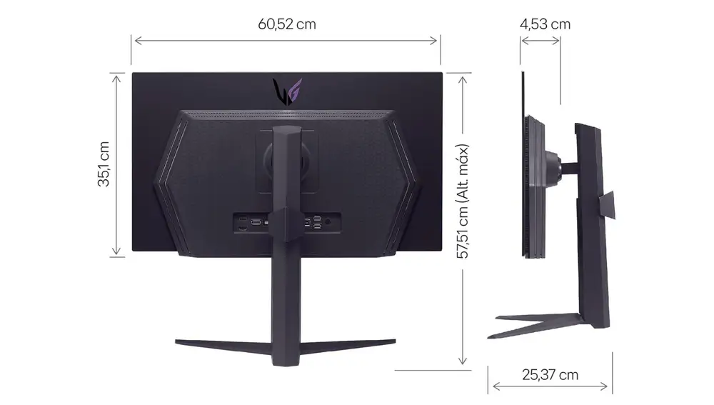 Dimensiones del LG 27GS93QE-B