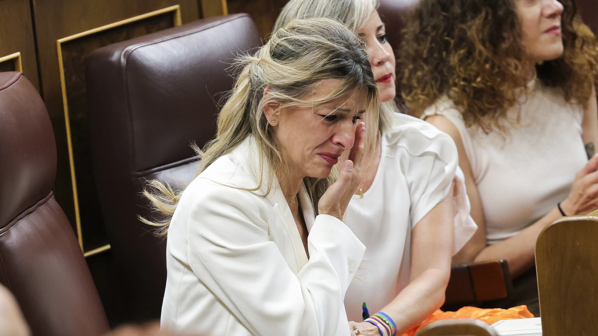 Yolanda Díaz, llorando en el Congreso