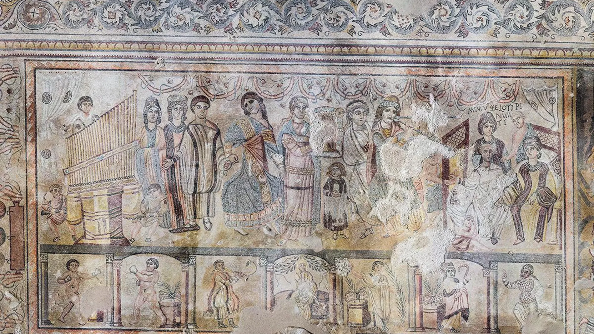 Un mosaico en Villa Romana de Noheda.