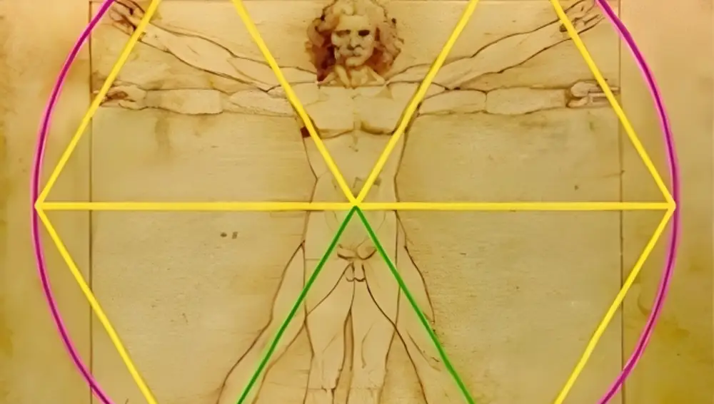 Las piernas del "Hombre de Vitruvio" conforman un triángulo equilátero.