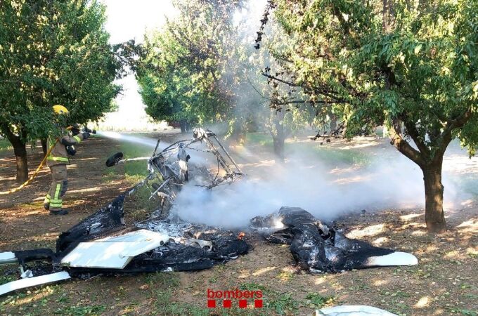 Sucesos.- Un herido grave y otro menos grave en un accidente de avioneta en Mollerussa (Lleida)