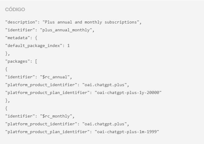 Líneas de código donde se ven los planes de OpenAI