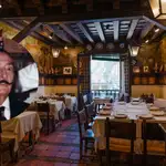 Imagen del comedor del Mesón Cándido con una foto de Salvador Dalí una d elas veces que comió en este templo gastronómico de Segovia