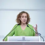 La portavoz de ERC en el Parlament, Ester Capella, en rueda de prensa este martes