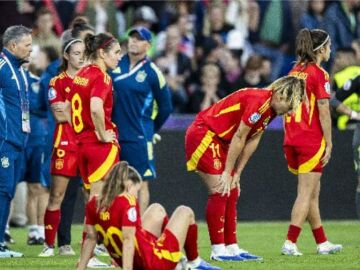 Las jugadoras españolas, desoladas 