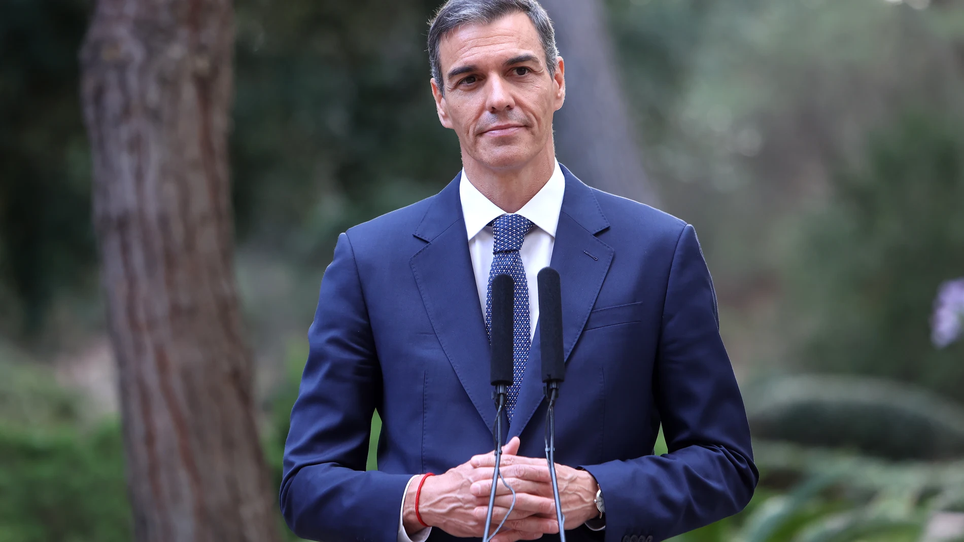 El presidente del Gobierno, Pedro Sánchez, ofrece una rueda de prensa, tras un despacho con El Rey Felipe VI, en el ?Palacio de Marivent, a 29 de julio de 2025, en Palma de Mallorca, Islas Baleares (España).29 JULIO 2025;REY;DESPACHO;PRESIDENTE;GOBIERNO;FELIPE;REY FELIPE;MARIVENT;PALACIO;MALLORCA;COMPARECENCIA;ATENCIÓN A LOS MEDIOS;Isaac Buj / Europa Press29/07/2025