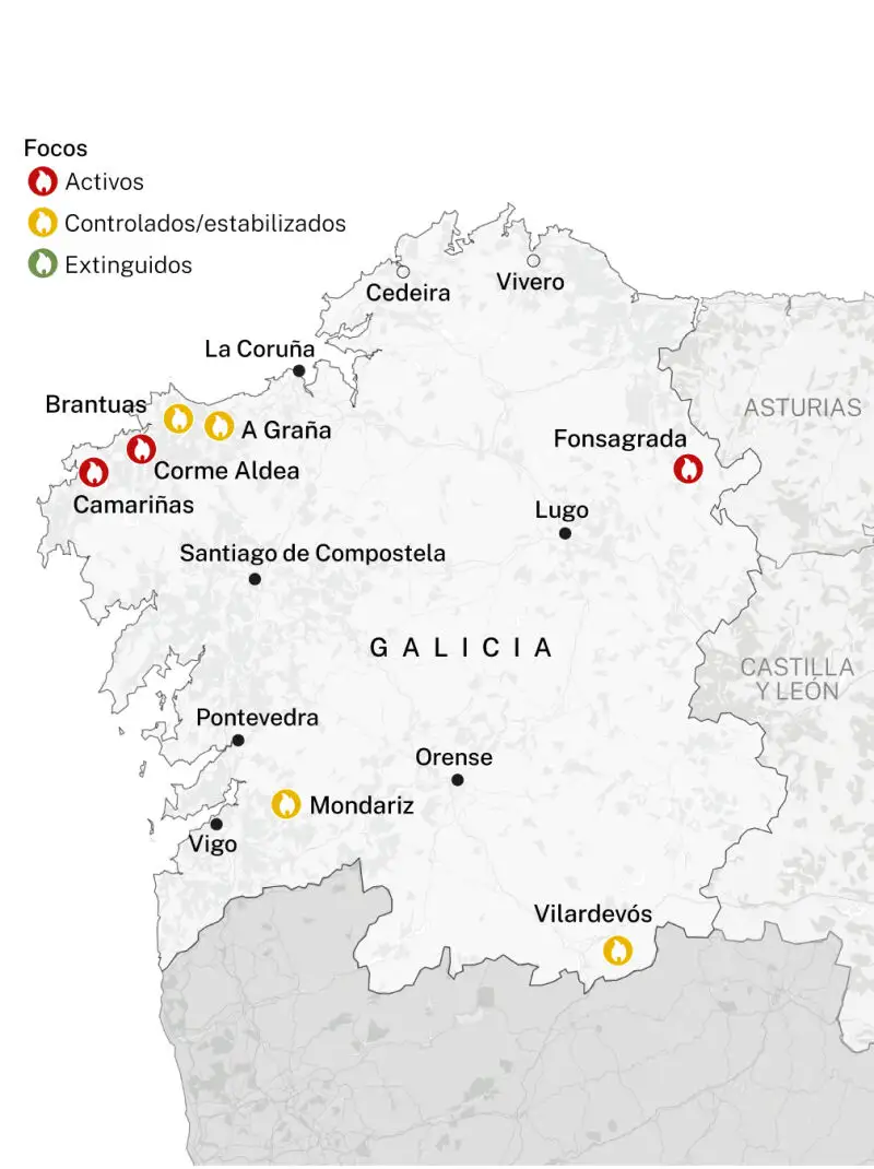 Galicia vive una ola de incendios y la Xunta califica de “atentado” el ...