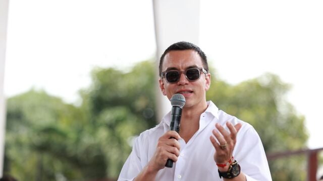 El presidente de Ecuador, Daniel Noboa, asiste a un acto público en Daule, Guayas