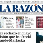 Portada de LA RAZÓN del jueves 7 de agosto de 2025