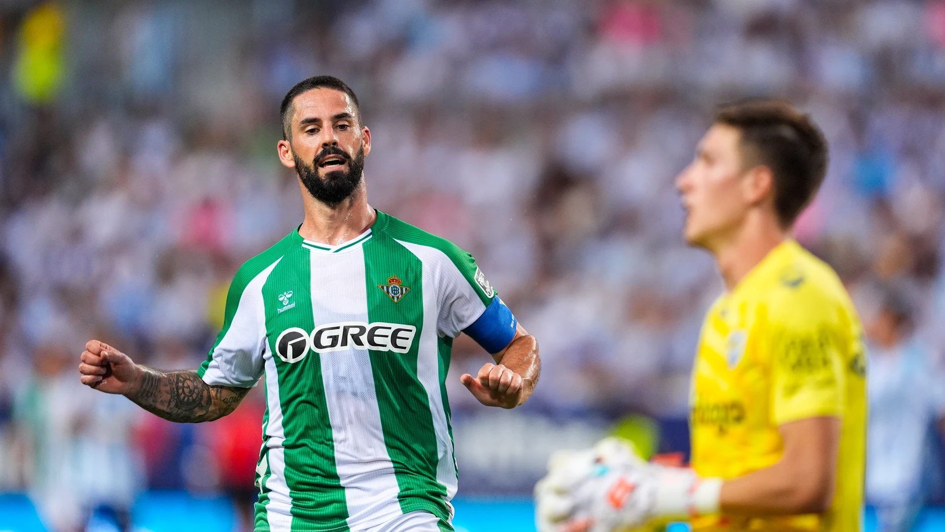 Francisco 'Isco' Alarcon of Real Betis looks on during XXXV Costa del Sol Trophy, football match played between Malaga CF and Real Betis at La Rosaleda Stadium on August 9, 2025, in Malaga, Spain. AFP7 09/08/2025 ONLY FOR USE IN SPAIN
