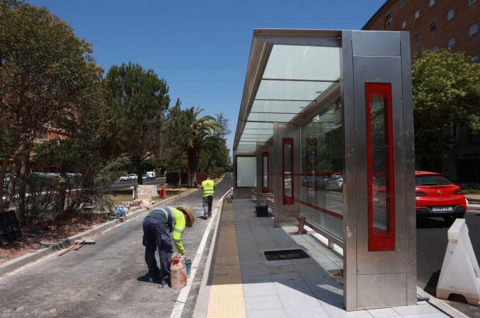 Obras del tranvibús en la Avenida de las Ciencias
