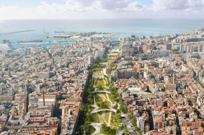 Recreación de las plazas-puente sobre el Guadalmedina