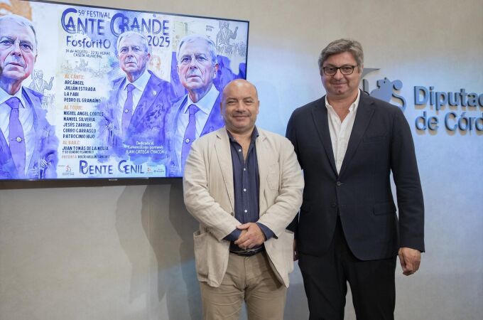 Gabriel Duque y Sergio Velasco en la presentación del Festival de Cante Grande 'Fosforito' de Puente Genil.