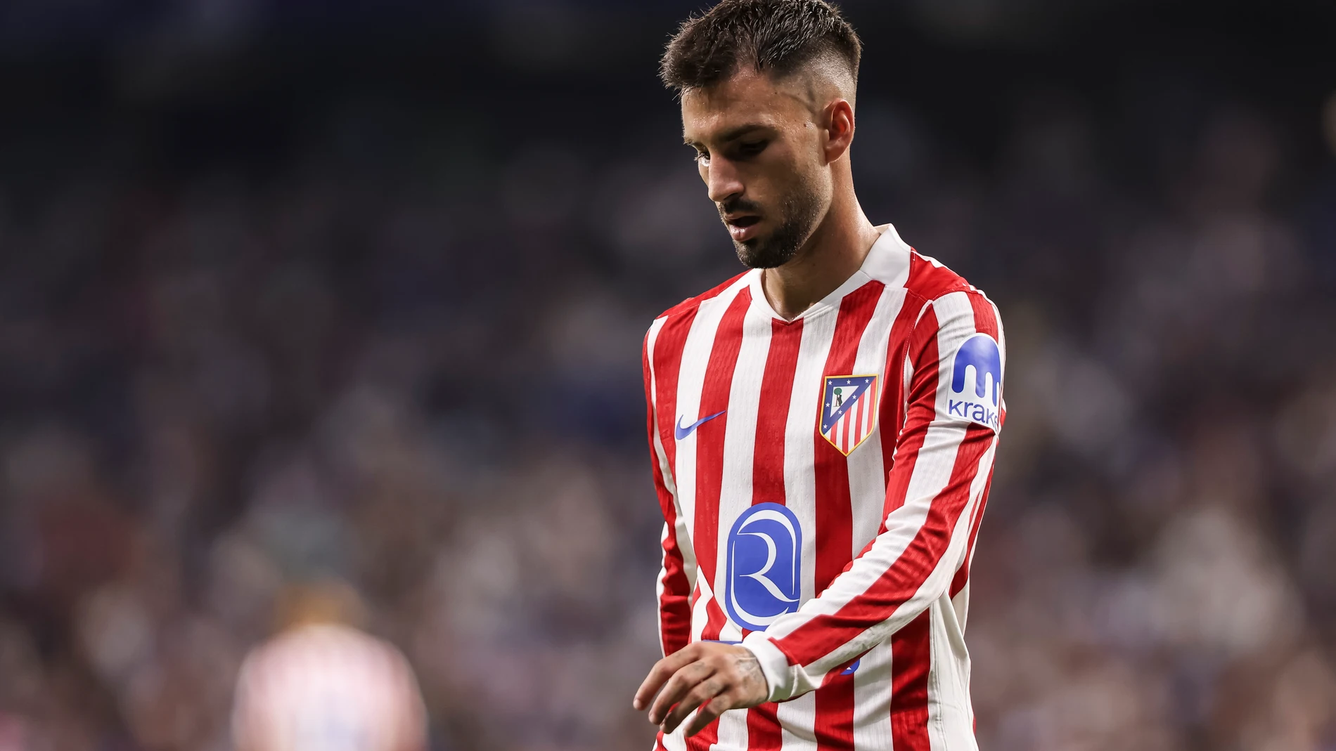 Alex Baena of Atletico de Madrid looks on during the Spanish league, La Liga EA Sports, football match played between RCD Espanyol and Atletico de Madrid at RCDE Stadium on August 17, 2025 in Cornella, Barcelona, Spain. AFP7 17/08/2025 ONLY FOR USE IN SPAIN