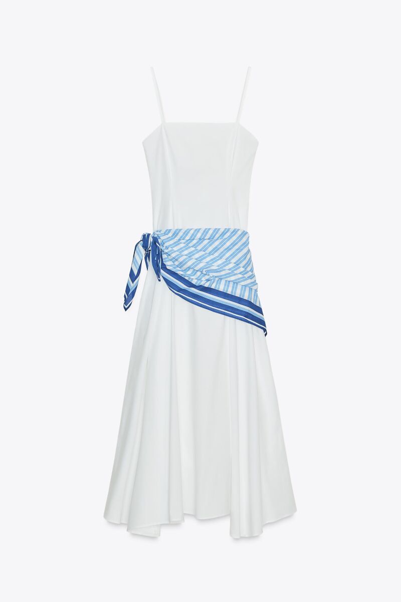 Vestido midi pañuelo rayas.