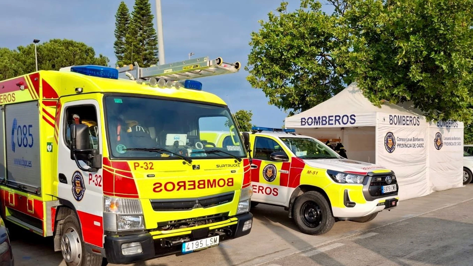Vehículos del Consorcio de Bomberos de la Provincia de Cádiz en una imagen de archivo. REMITIDA / HANDOUT por CONSORCIO DE BOMBEROS DE LA PROVINCIA DE CÁDIZ Fotografía remitida a medios de comunicación exclusivamente para ilustrar la noticia a la que hace referencia la imagen, y citando la procedencia de la imagen en la firma 19/08/2025