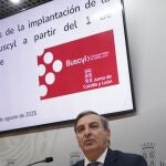 El consejero de Movilidad y Transformación Digital, José Luis Sanz Merino, presenta las novedades de la implantación de la Tarjeta Buscyl