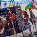 Espetos en un chiringuito de la playa