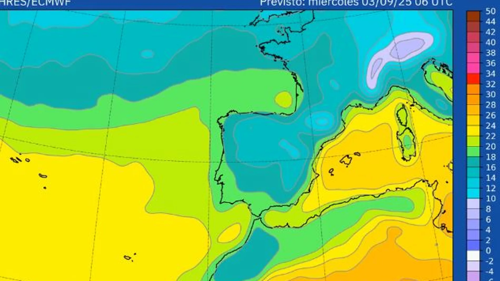 El lunes tendremos valores más fríos de lo normal en casi todo el país con pocas ciudades alcanzando los 30ºC