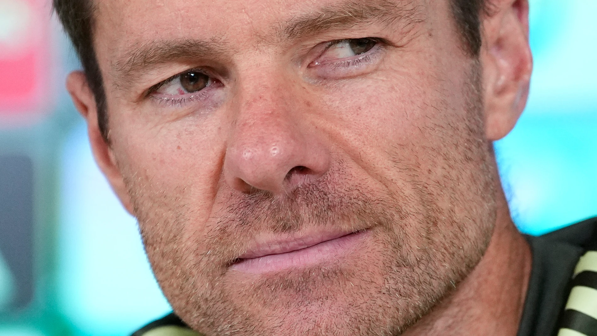 Xabi Alonso, head coach of Real Madrid, attends his press conference during the training day of Real Madrid ahead the Spanish League, LaLiga EA Sports, football match against RCD Mallorca at Ciudad Deportiva Real Madrid on August 29, 2025, in Valdebebas, Madrid, Spain. AFP7 29/08/2025 ONLY FOR USE IN SPAIN