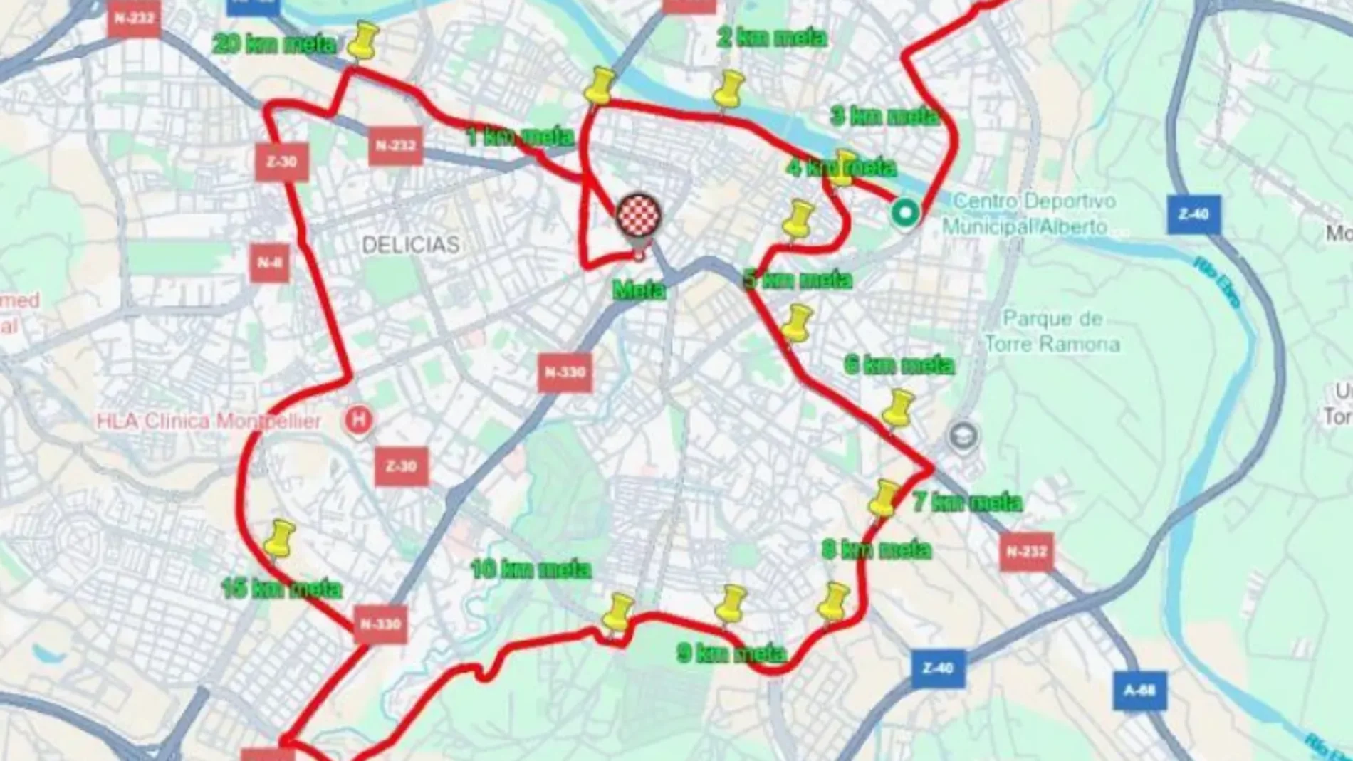 Mapa recorrido Vuelta Ciclista de Zaragoza