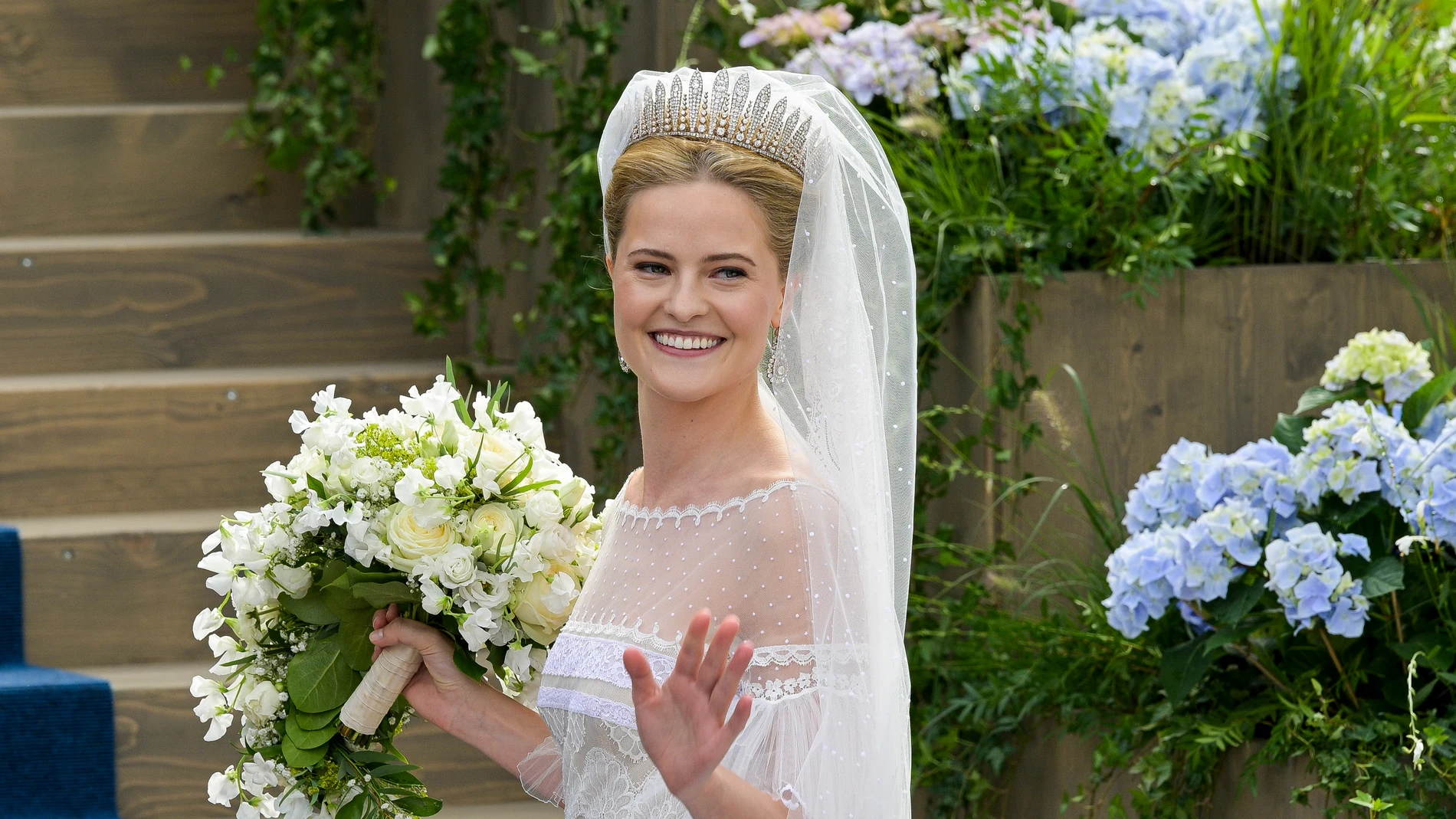 La princesa María Carolina de Liechtenstein en su boda con Leopoldo Maduro Vollmer.