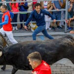 Toros de la ganadería Partido de Resina, en el segundo de los encierros de las fiestas de Cuéllar