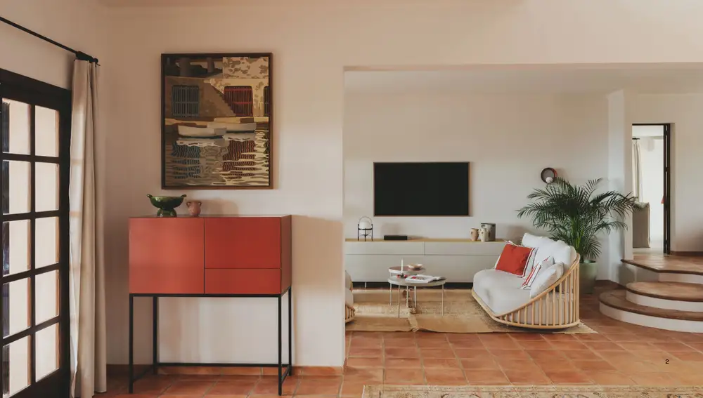 Salón con suelo de terracota