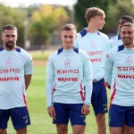 Carvajal, junto a De Frutos, en el entrenamiento de España