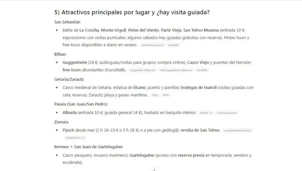 Atractivos principales por ubicación