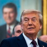 US President Donald Trump makes an announcement about the DOD in the Oval Office