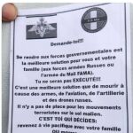 Cartel en el que se anima a los terroristas a rendirse