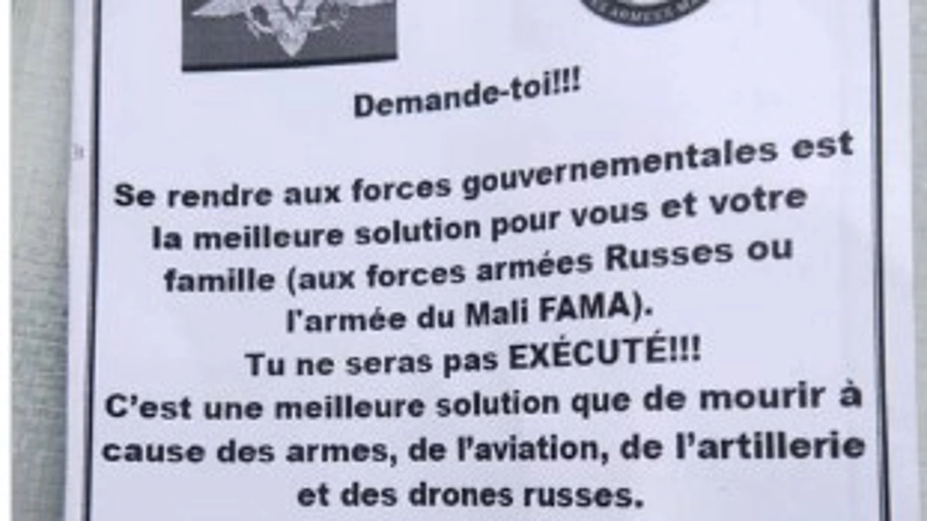 Cartel en el que se anima a los terroristas a rendirse