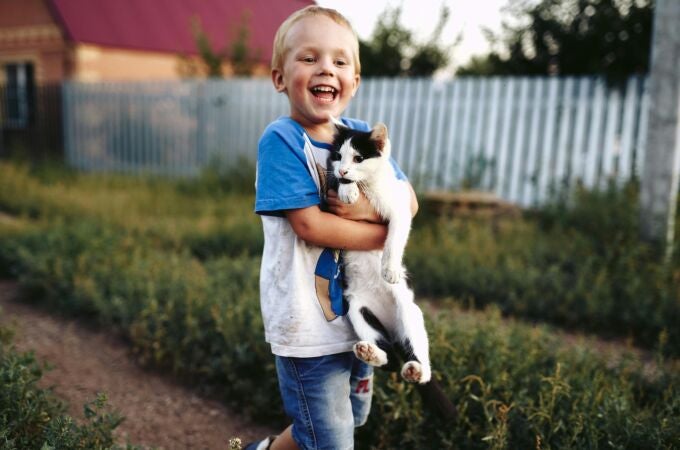 Niño con gato 