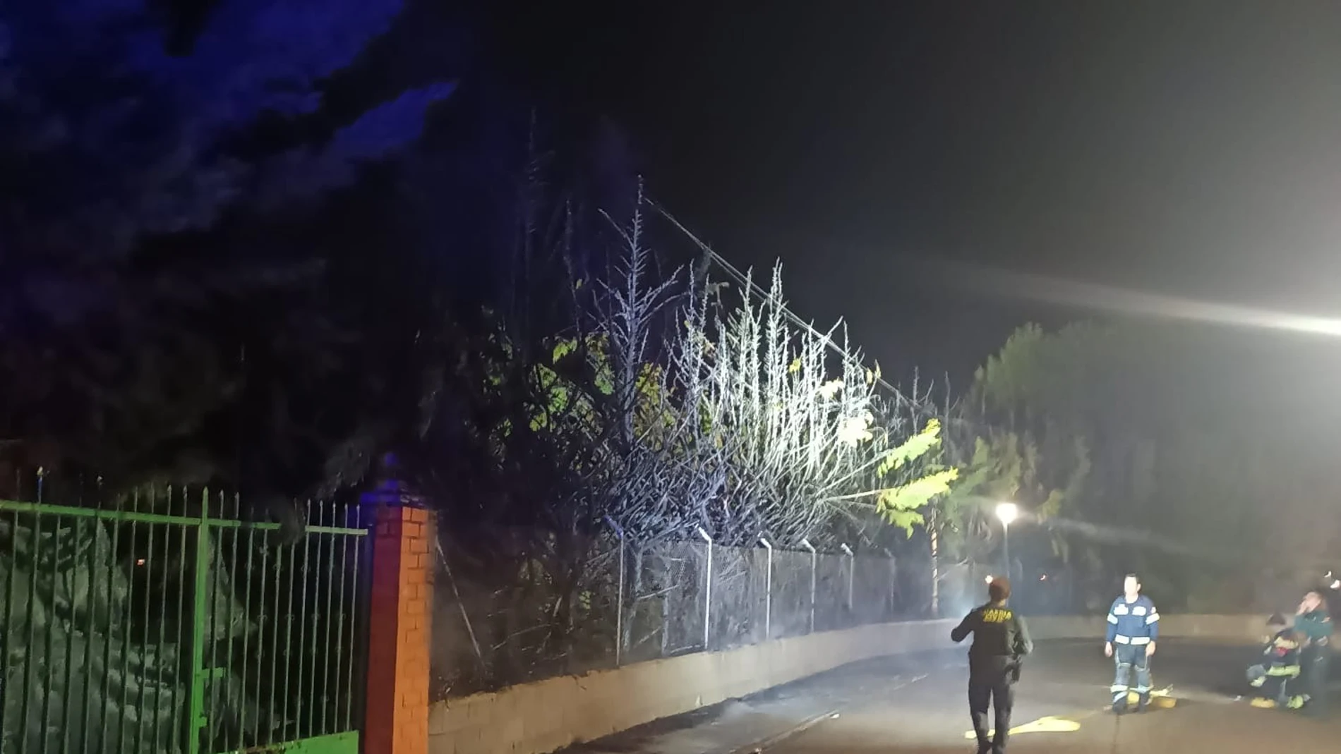 Un incendio en varios árboles afecta a las instalaciones de la piscina municipal de Morales del Vino (Zamora)