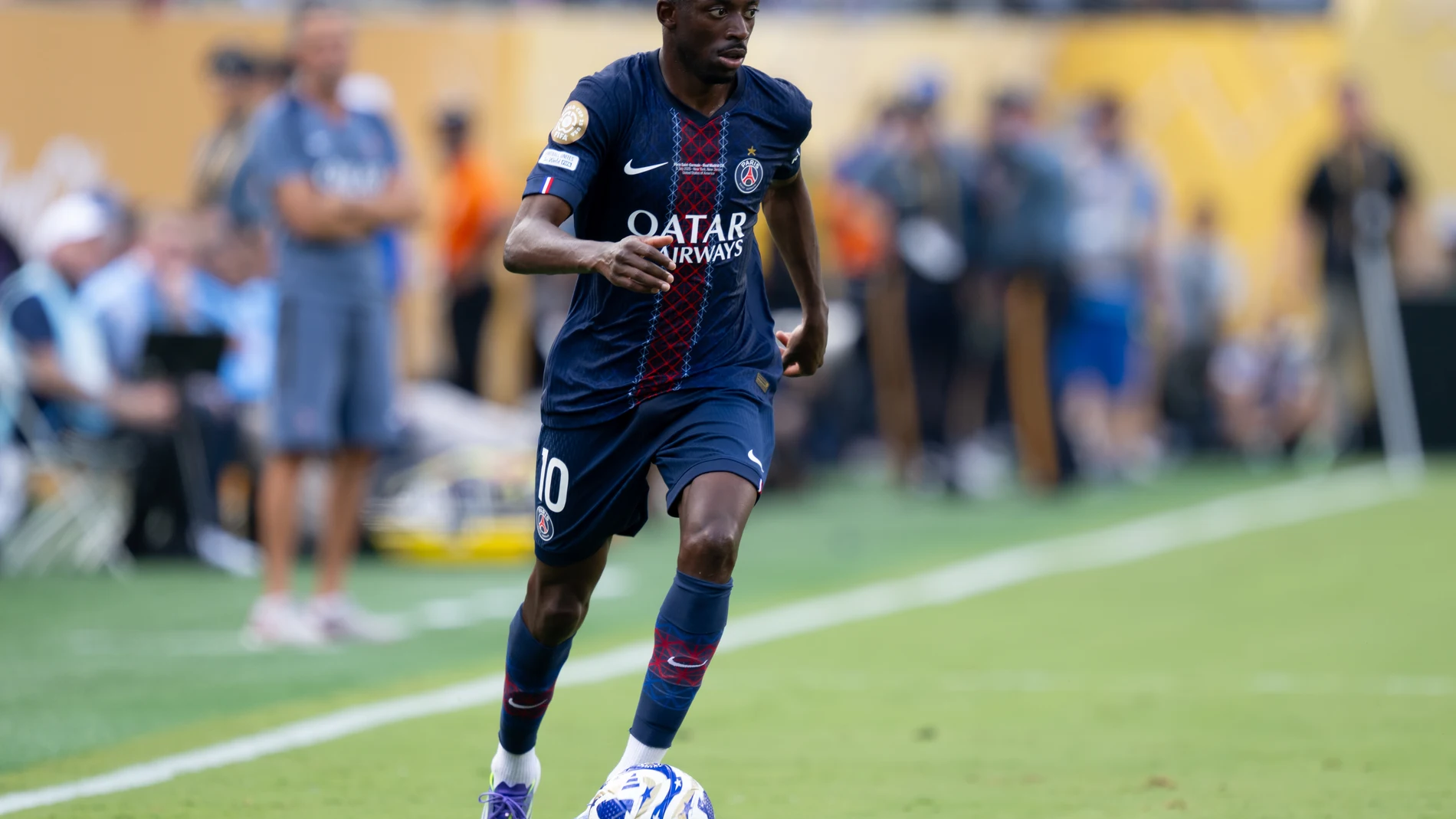 (Foto de ARCHIVO) FILED - 09 July 2025, US, East Rutherford: PSG's Ousmane Dembele celebrates scoring his side's second goal during the FIFA Club World Cup semi-final soccer against Real Madrid at MetLife Stadium. According to media reports, Dembele is expected to be sidelined for four to six weeks due to a muscle injury. Photo: Sven Hoppe/dpa 09/07/2025 ONLY FOR USE IN SPAIN