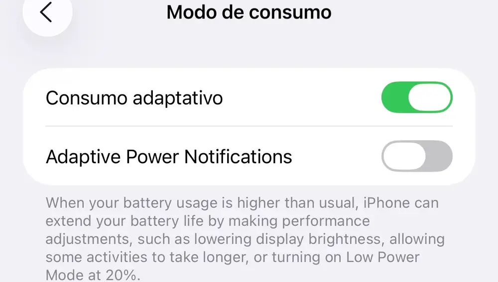 Consumo adaptativo, una nueva función de iOS 26 para prolongar la batería