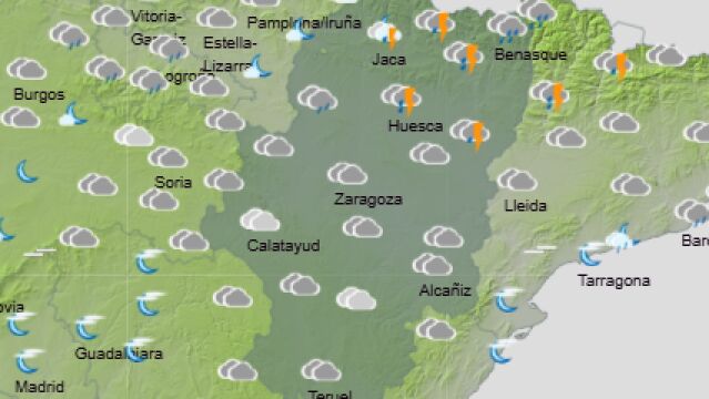 Mapa del estado del cielo en Aragón