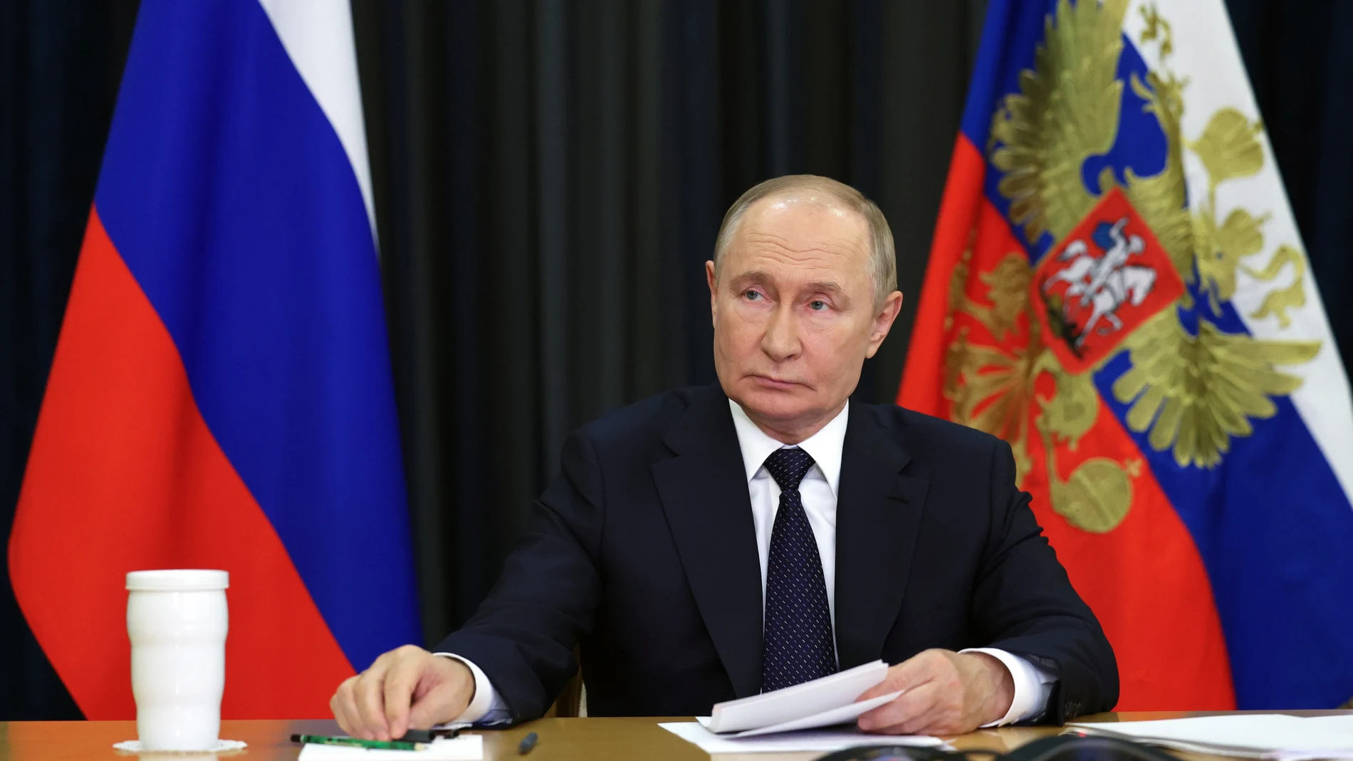 SOCHI (Russian Federation), 08/09/2025.- Russian President Vladimir Putin takes part in the virtual BRICS summit convened by Brazil at the Bocharov Ruchei residence in Sochi, Krasnodar region, Russia, 08 September 2025. (Brasil, Rusia) EFE/EPA/VYACHESLAV PROKOFYEV / SPUTNIK / KREMLIN POOL MANDATORY CREDIT