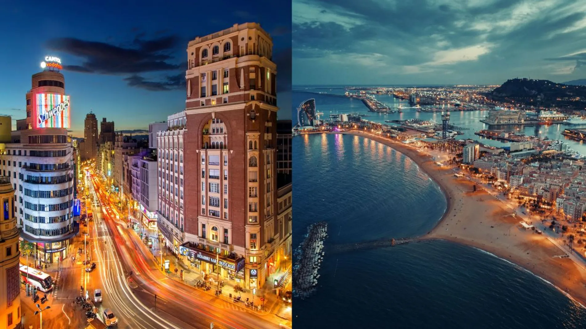 Imagen de las ciudades de Madrid y Barcelona